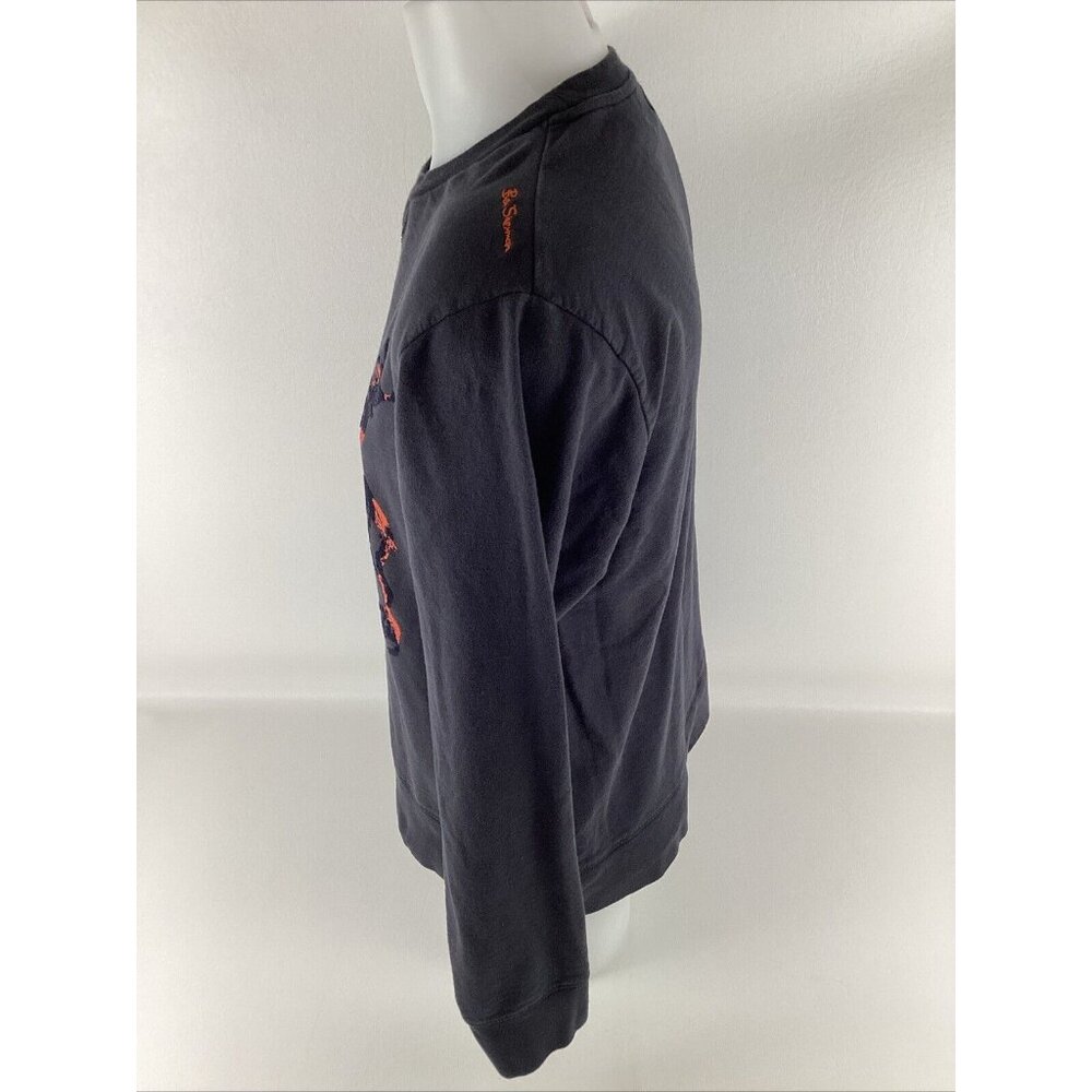 Ben Sherman Mens Pullover Fleece Sweatshirt Dark Blue Large Lg 100% Cotton - Picture 4 of 9